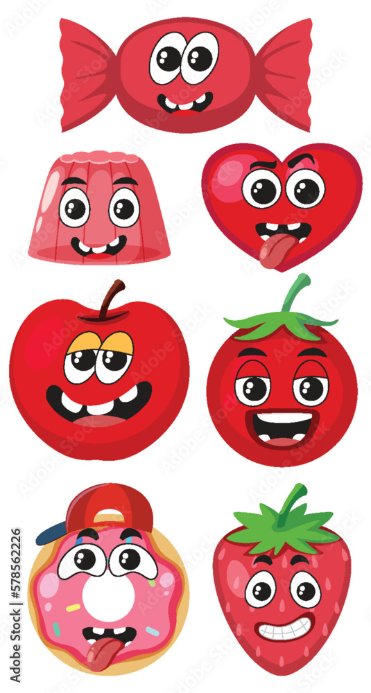 Set of red colour food Set of red colour food