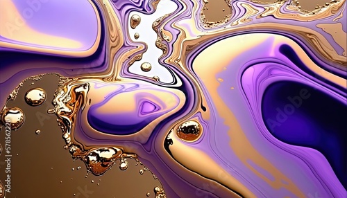 abstract background, swirl watercolor marble with swirl and flow in spring season color palette, colorful purple gold, Generative Ai