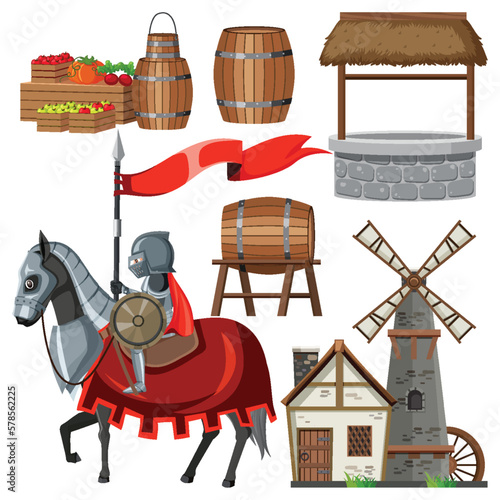 Set of medieval object