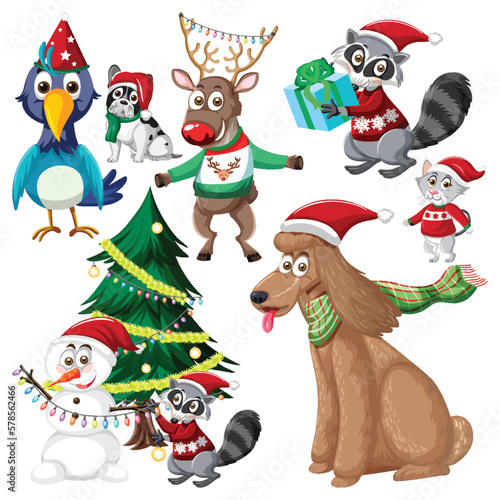 Set of Christmas element