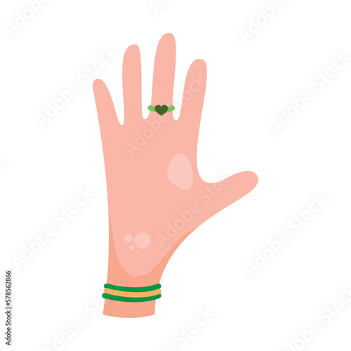hand with green ring
