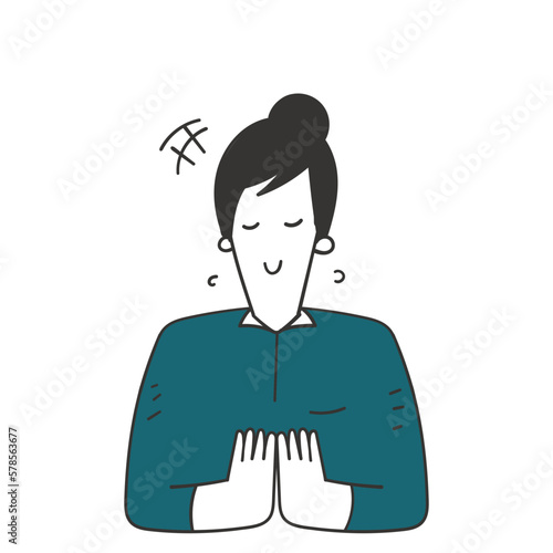 hand drawn doodle woman supplication gesture illustration vector