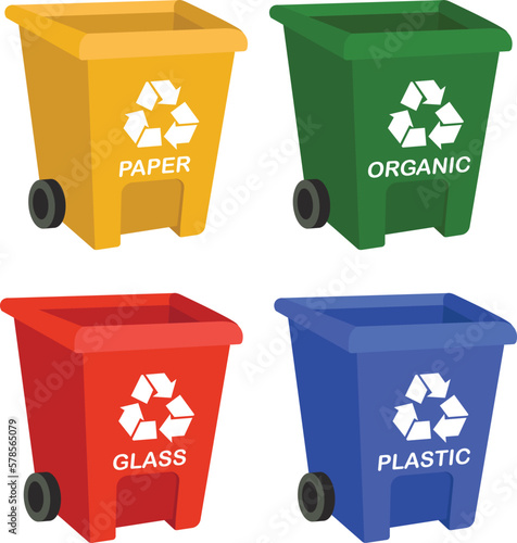 JPG 4 colors recycle bin trash can organic plastic glass paper.jpg