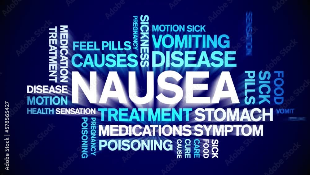 Nausea animated tag word cloud;text design animation typography seamless loop. Stock