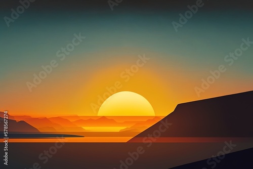 cleat flat beautiful sunset landscape