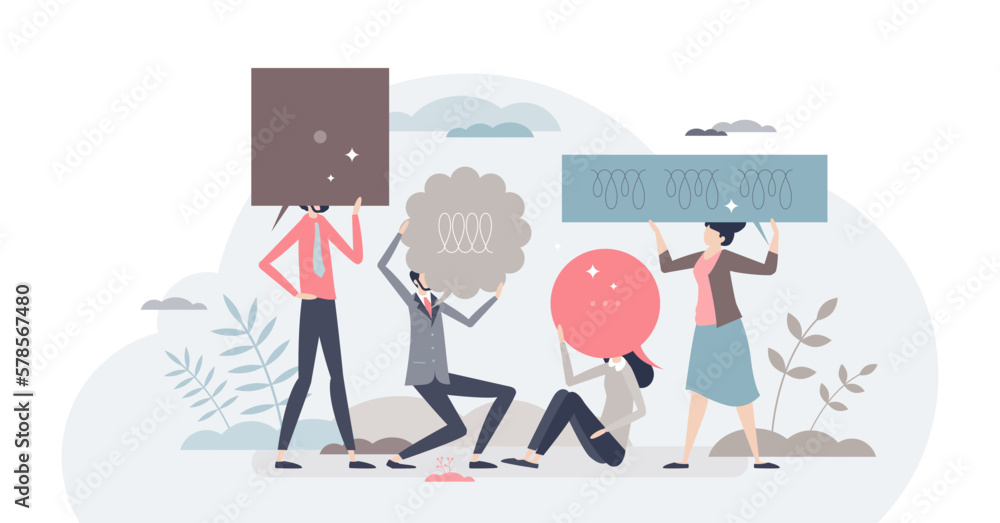 Opinion as different thought sharing in team communication tiny person concept, transparent background. Various viewpoint comments and subjective information review in democratic crowd illustration. Opinion as different thought sharing in team communication tiny person concept, transparent background. Various viewpoint comments and subjective information review in democratic crowd illustration.