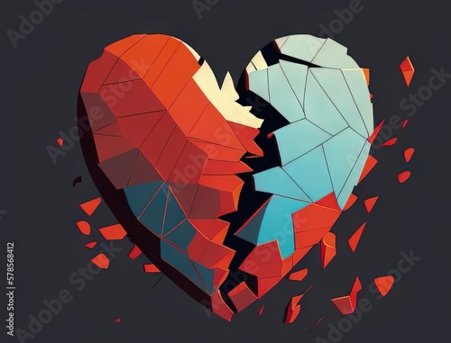 Print op canvas A broken heart being pieced back together representing the process of recovering from envy