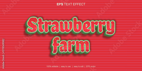 strawberry farm text effect, easy to use, vector text effect