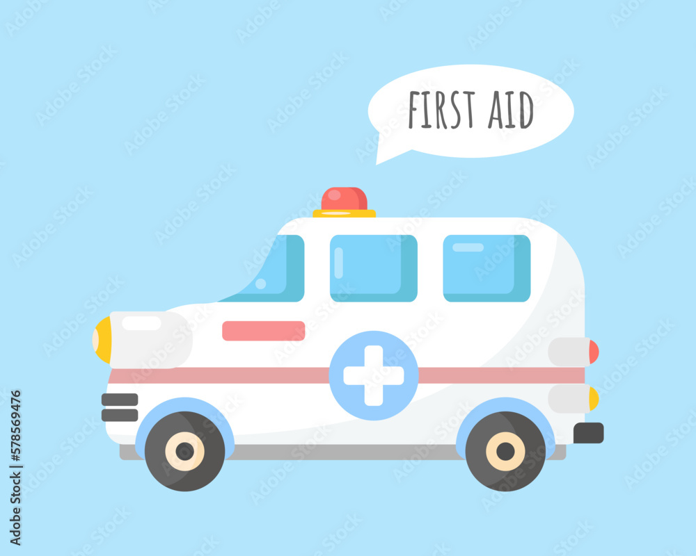 Ambulance car in flat style. Medical vehicle. Emergency Ambulance, vector illustration.