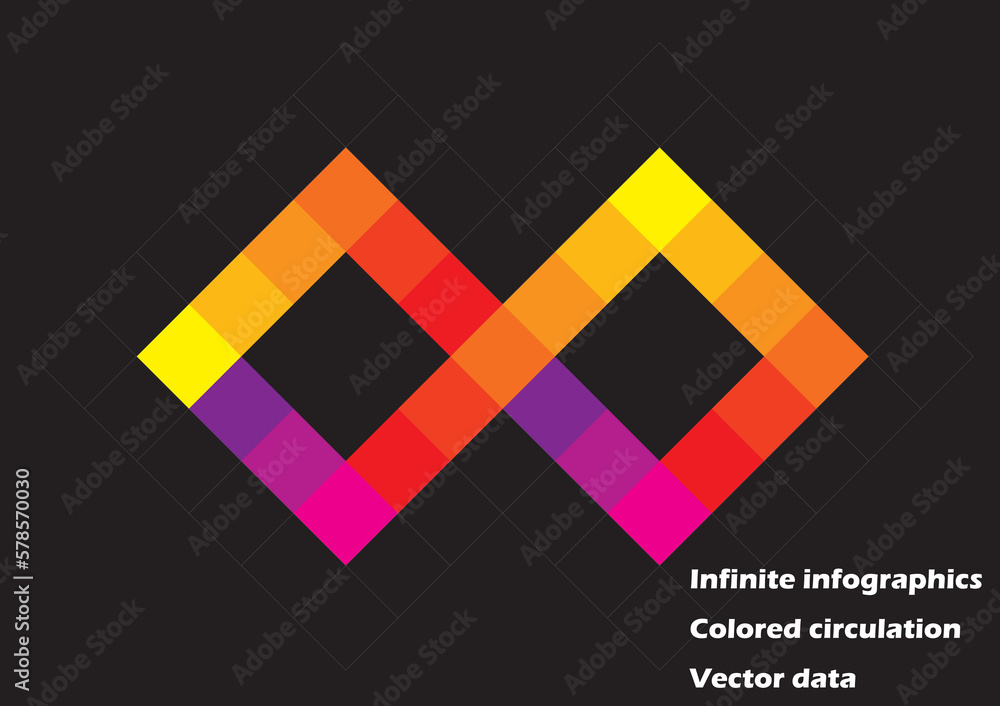 Infinity symbol infographic graphic material composed of a warm color