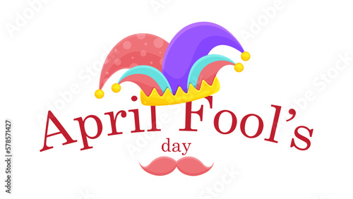 bright vector greeting card for April fools day, buffoons hat, clown hat