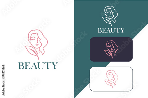 women face with flower logo design. natural women logo for beauty salon, spa, cosmetic, and skin care.