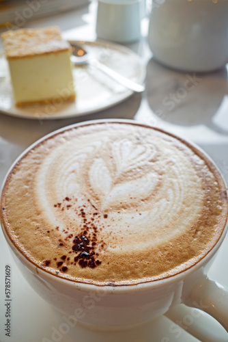 Mocha Caffé latte on marble table