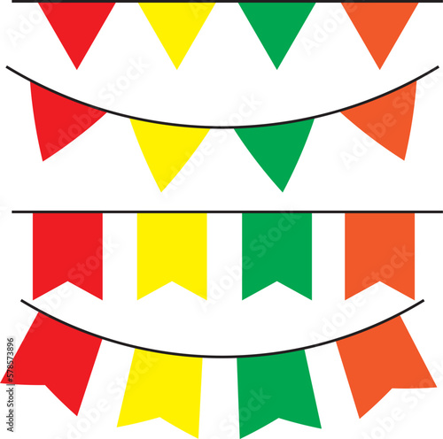 Carnival garland with flags. Decorative colorful party pennants for birthday celebration, festival and fair decoration. vector