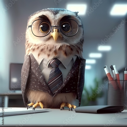 Owl Using Business Suit photo