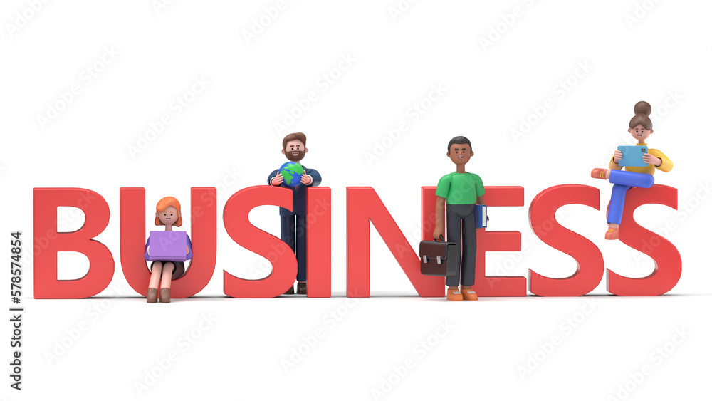 3D illustration of cartoon characters business concept.3D rendering on white background.
