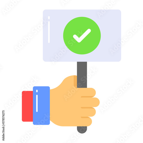 Hand holding positive sign banner, vector of positive sign in trendy style