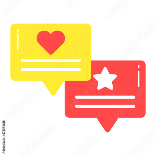 Chat bubbles having heart and star concept of feedback comments