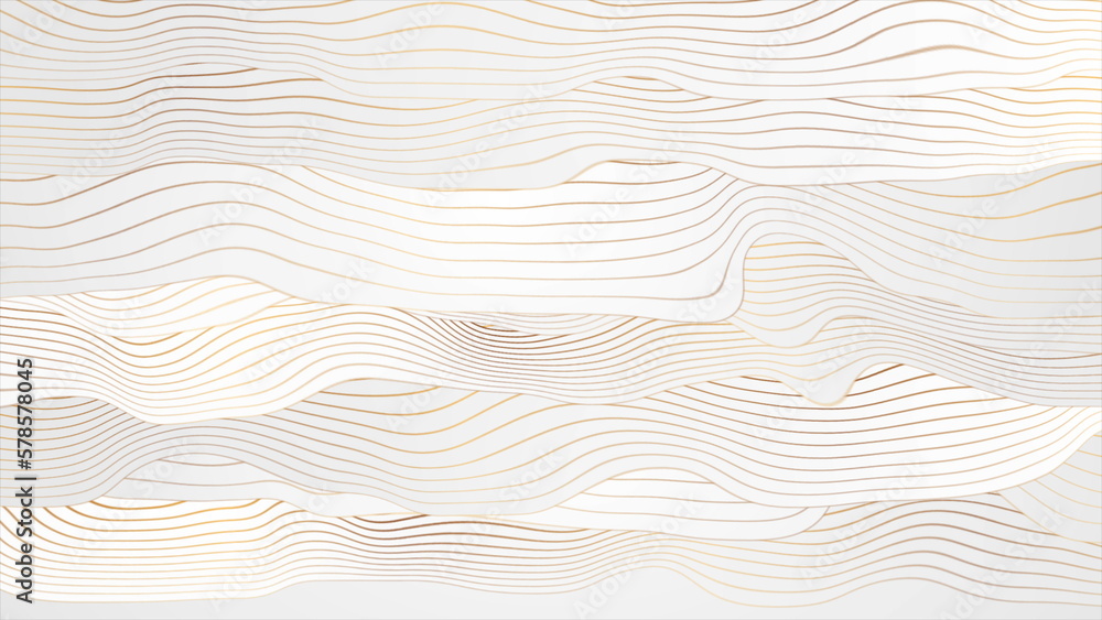 Grey wavy curved stripes with golden lines abstract background Grey wavy curved stripes with golden lines abstract background