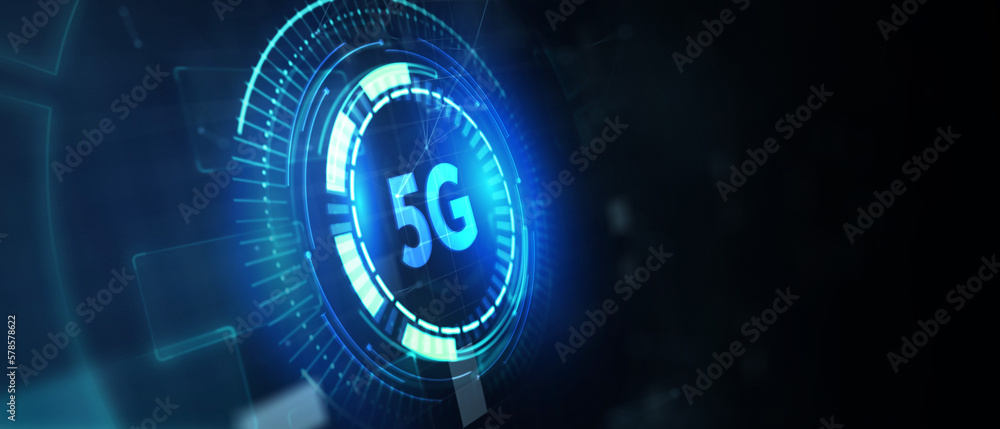 The concept of 5G network, high-speed mobile Internet, new generation networks. Business, modern technology, internet and networking concept.  3d illustration