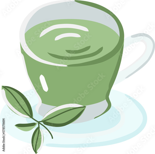 Green tea Hot flat Illustration. coffee