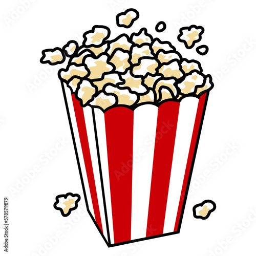 Popcorn Box Red White Strip Cinema Snack Drawing Vector Illustration