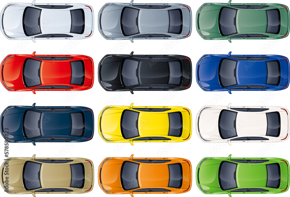 真上から俯瞰した自動車の上面のイラスト集 Stock-illustration | Adobe Stock