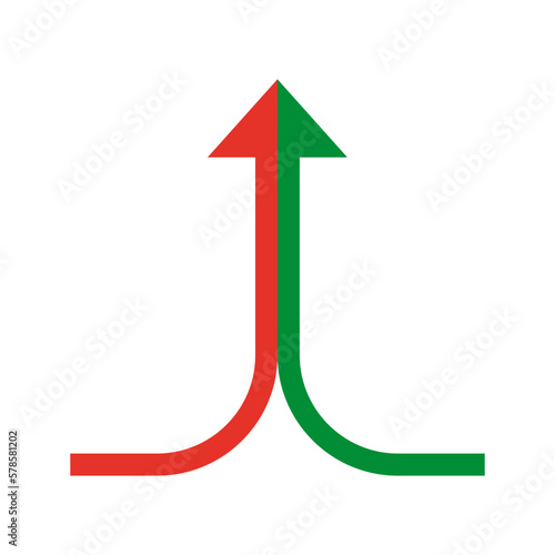 Flat set with two arrows in one. Teamwork concept. Vector illustration.