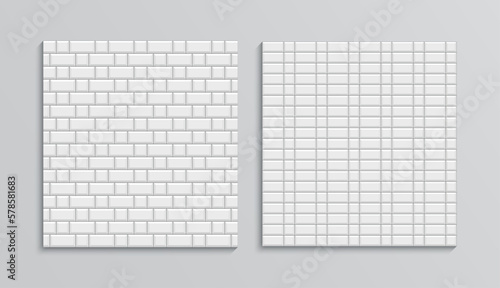 City stone mosaic. Double seamless street textures. Paved floor pattern. Paver tile sidewalk. Slab pavement. Decorative cobblestone print surface. Garden footpath top view. Vector illustration.