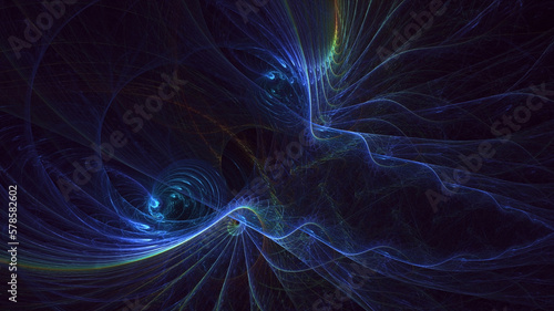 3D rendering abstract multicolor fractal light background