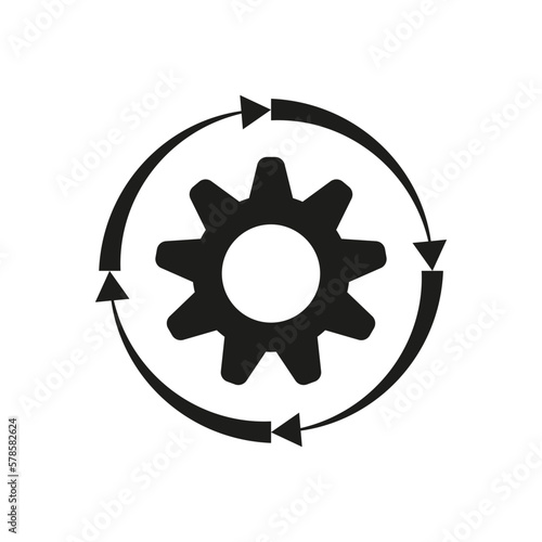 Cogwheel gear, setting symbol. Linear infographic. Vector illustration.