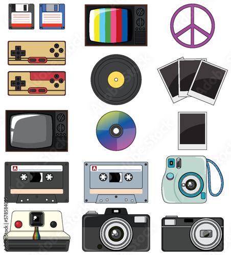 Retro objects and elements set