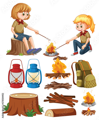Set of Children Camping