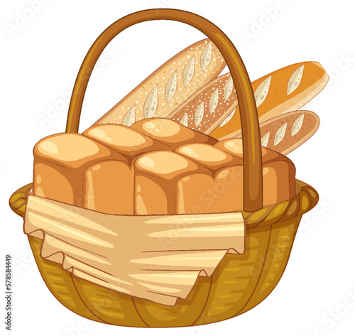 Baguette and brioche bread in basket