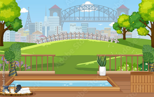 Outdoor thermal bath spa scene