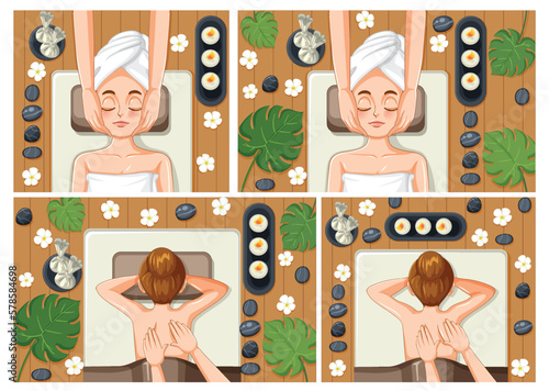 Collection of women enjoying spa treatments