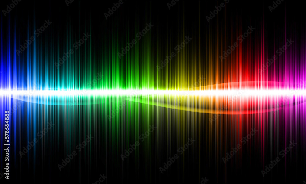 Abstract multicolored waves on black background.