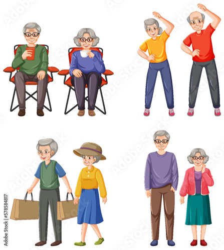 Collection of elderly people characters