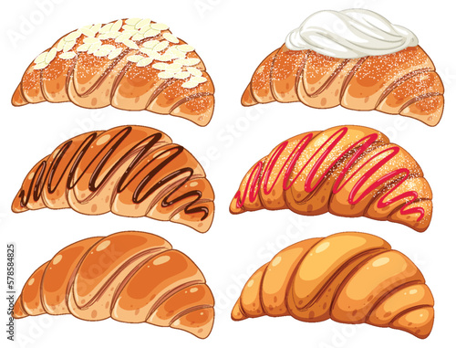 Different delicious croissants collection