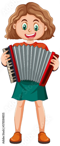 Girl playing accordion vector