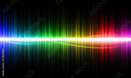 Abstract multicolored waves on black background.