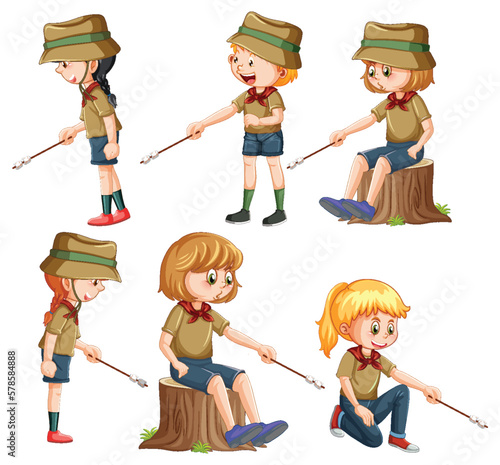 Set of Children Camping