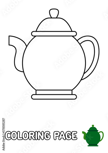 Coloring page with Tea Pot for kids