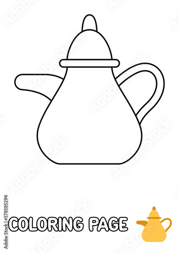 Coloring page with Tea Pot for kids