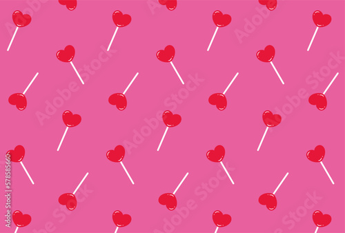 seamless pattern with heart lollipops for banners, cards, flyers, social media wallpapers, etc.