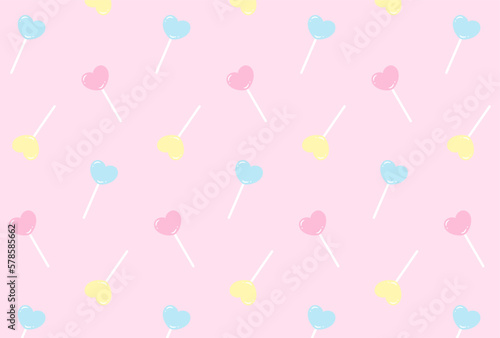 seamless pattern with heart lollipops for banners, cards, flyers, social media wallpapers, etc.