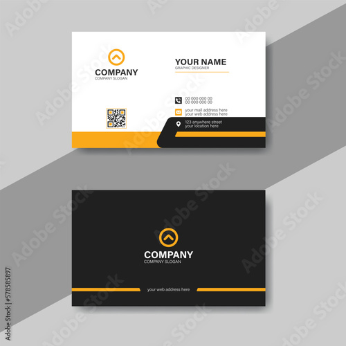 Professional modern double-sided business card template design. Horizontal visiting card layout