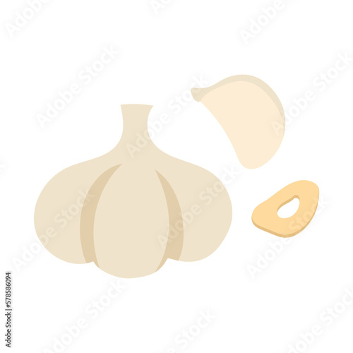 ニンニク（ガーリック）。フラットなベクターイラスト。
Garlic. Flat designed vector illustration.