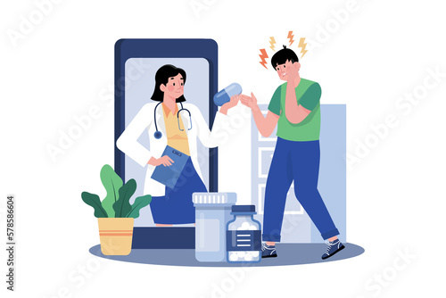 Patient Taking Online Treatment Through A Doctor