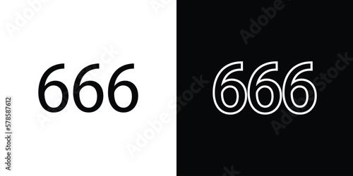 Obraz na plátně Vector Number 666, the sign of the Beast, Symbol of a Satanic Character